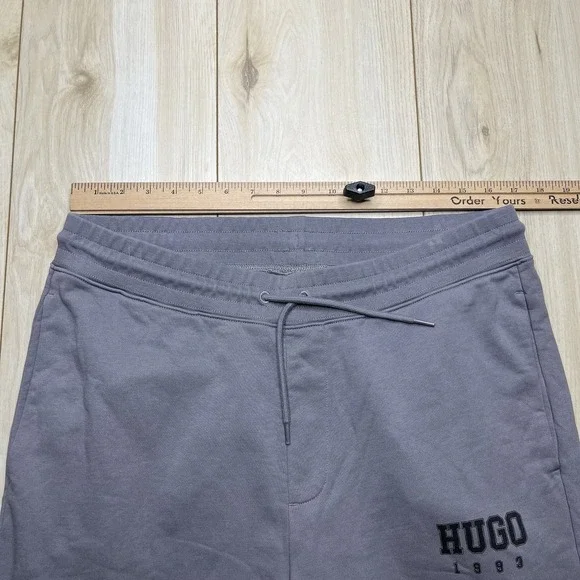 Hugo Boss Terry Knit Logo Sweatpants Joggers Mens XL Gray Tapered Cotton - Picture 10 of 14